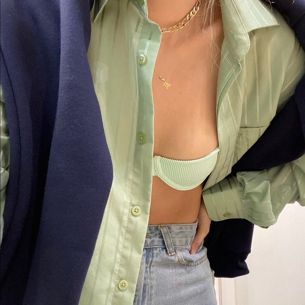 Green striped blouse SOLD